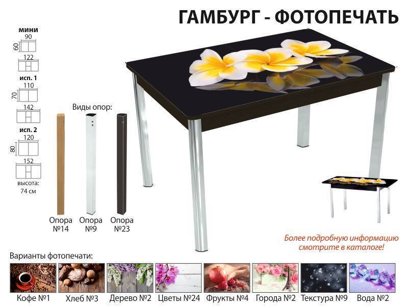 стол обеденный гамбург фотопечать в Казани