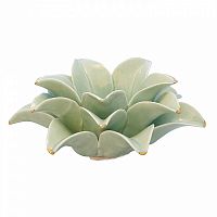 подсвечник керамический в виде лотоса с золотыми лепестками flower lotus pale green medium, 12 см в Казани