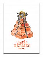 постер hermes подарочные коробки на белом фоне, а3 в Казани