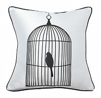 подушка с птичкой в клетке birdie in a cage white в Казани