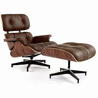 кресло eames style lounge chair & ottoman premium коричневое в Казани