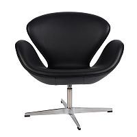 кресло arne jacobsen style swan chair черное в Казани