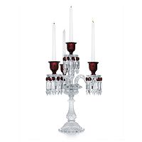 канделябр хрустальный с красными вставками на 4 свечи baccarat 3+1 от delight collection, 60 см в Казани