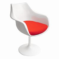 кресло tulip armchair бело-красное шерсть в Казани