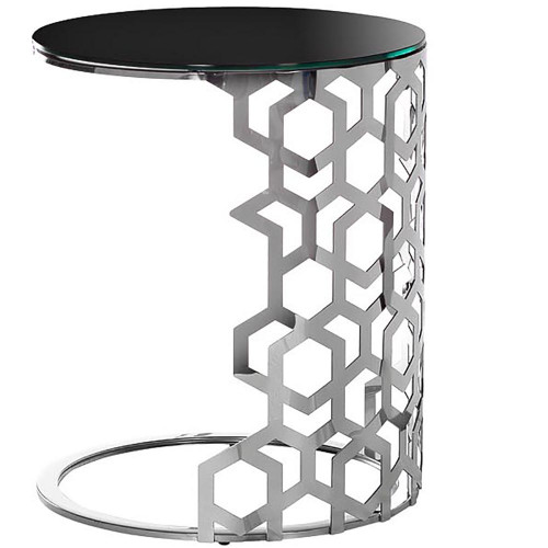 стол приставной silver circle 50x50х60 черный, серебро в Казани