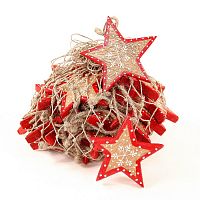 набор елочных украшений звезда деревянная с красным ободком christmas stars, 30 штук в Казани