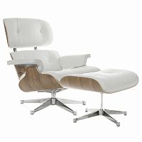 кресло eames style lounge chair & ottoman белое в Казани