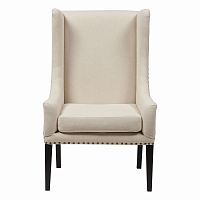 кресло мягкое с ушами белое nailhead fabric armchair в Казани