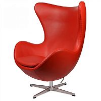 кресло arne jacobsen style egg chair кожа красное в Казани