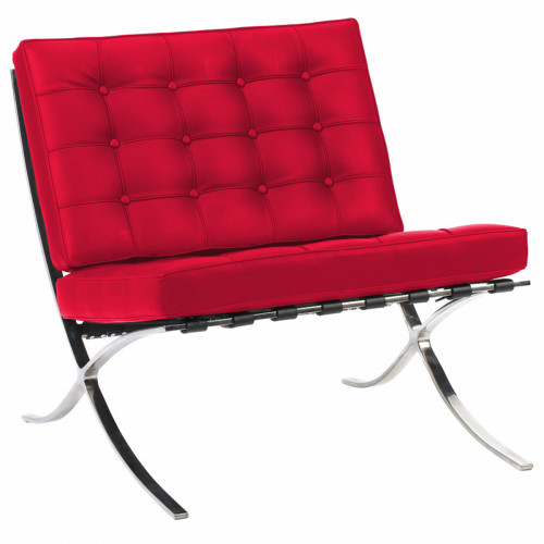 кресло barcelona chair кожа красное в Казани