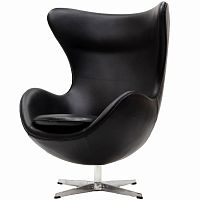 кресло с подлокотниками arne jacobsen style egg chair черное в Казани