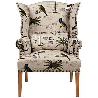 кресло мягкое с ушами quinn tufted armchair бежевое с рисунком в Казани